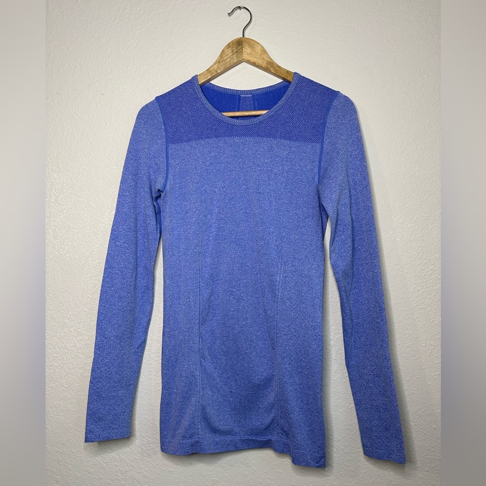 Fabletics Blue Eureka Seamless Long Sleeve Tee Size Large